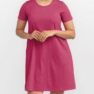 WoolX Large Mulberry Georgie Merino Wool Dress Rose Pink T-Shirt Swing EUC